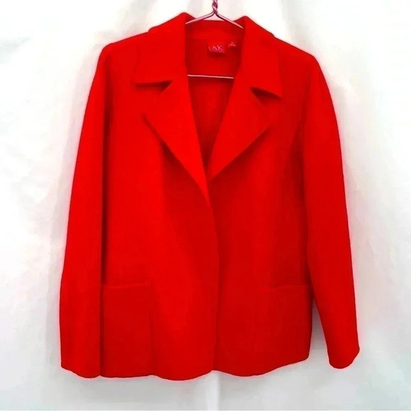 Anne Klein Women's Red Open Wool Blazer Jacket XS - Picture 5 of 15